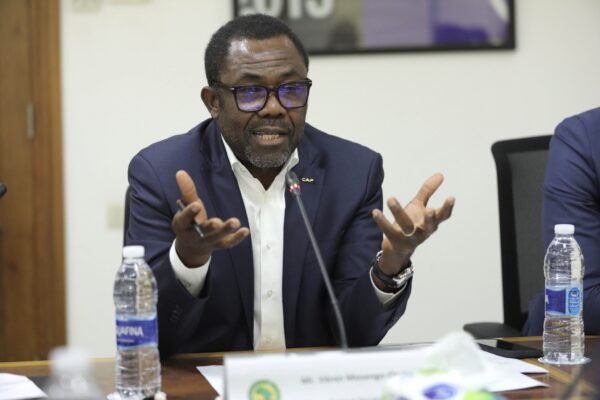 CAF General Secretary Véron Mosengo-Omba during a meeting with CAF and COCAN (LOC) in the preparations of AFCON 2023 in Côte d'Ivoire held at CAF Headquarters in Cairo, Egypt on 01 November 2022 © BackpagePix